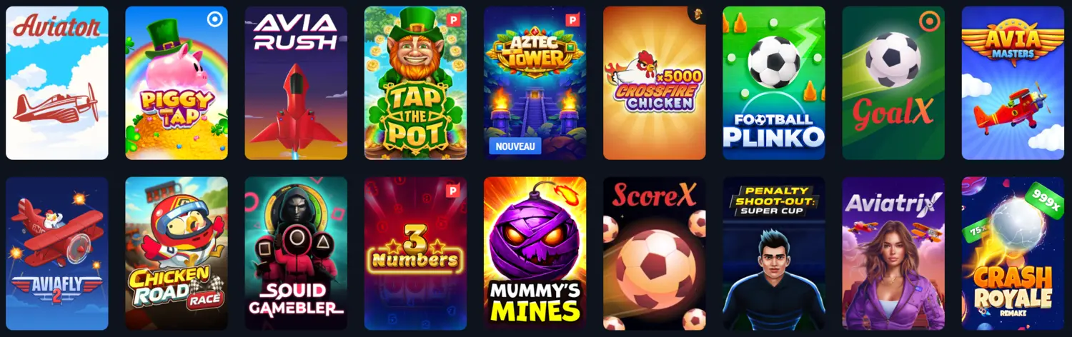 Casino Aerobet jeux crash et instantanés