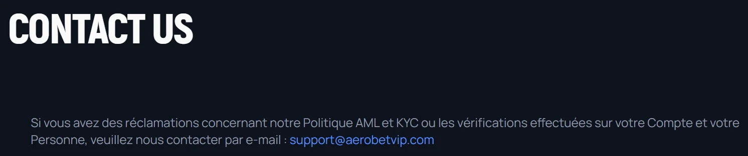 Casino Aerobet assistance joueurs